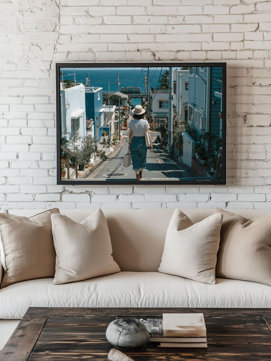 Coastal Street Walk Photography Poster. — room view 1
