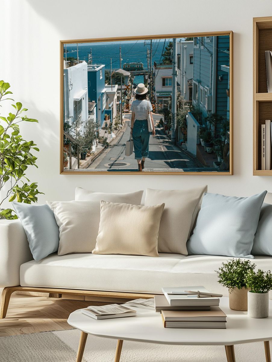 Coastal Street Walk Photography Poster. — room view 2