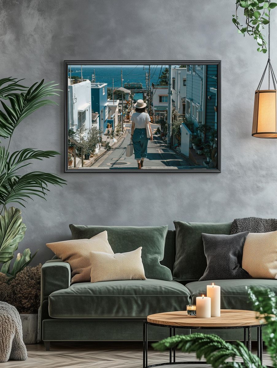 Coastal Street Walk Photography Poster. — room view 4