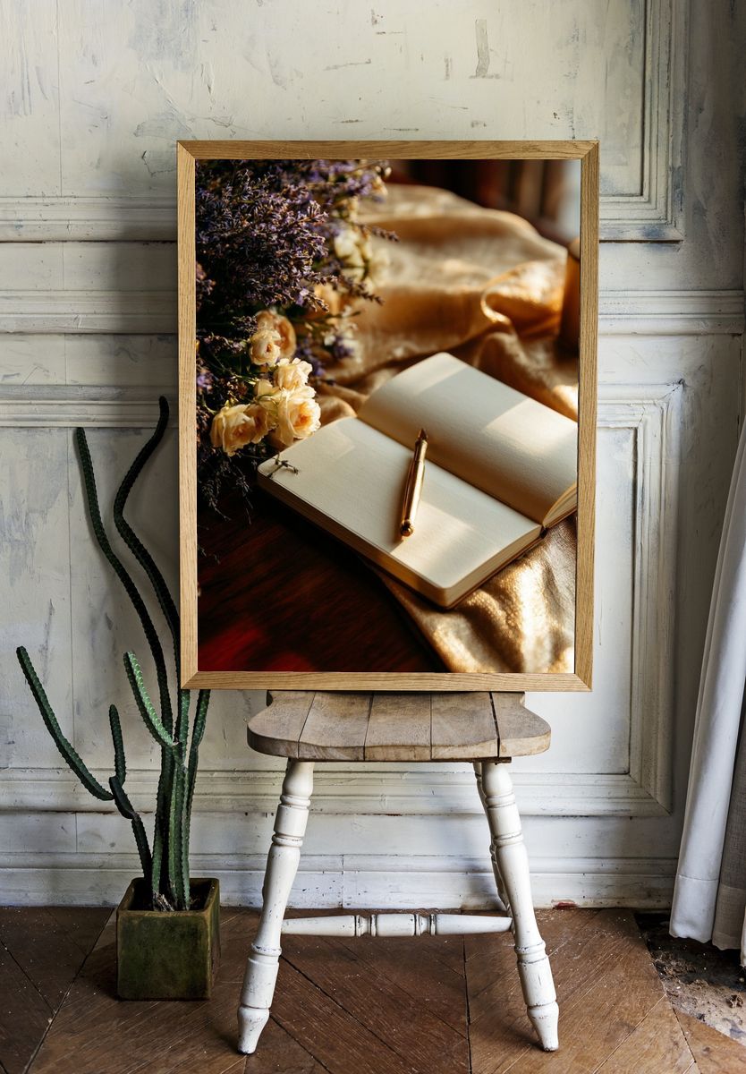 Golden Still Life Photography Poster. room preview