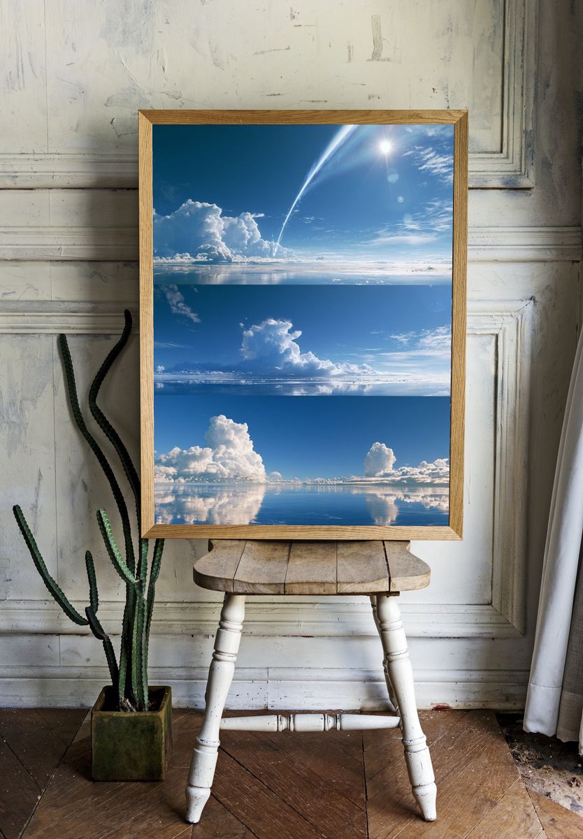Blue Sky Cloudscape Photography Poster. — room view 1