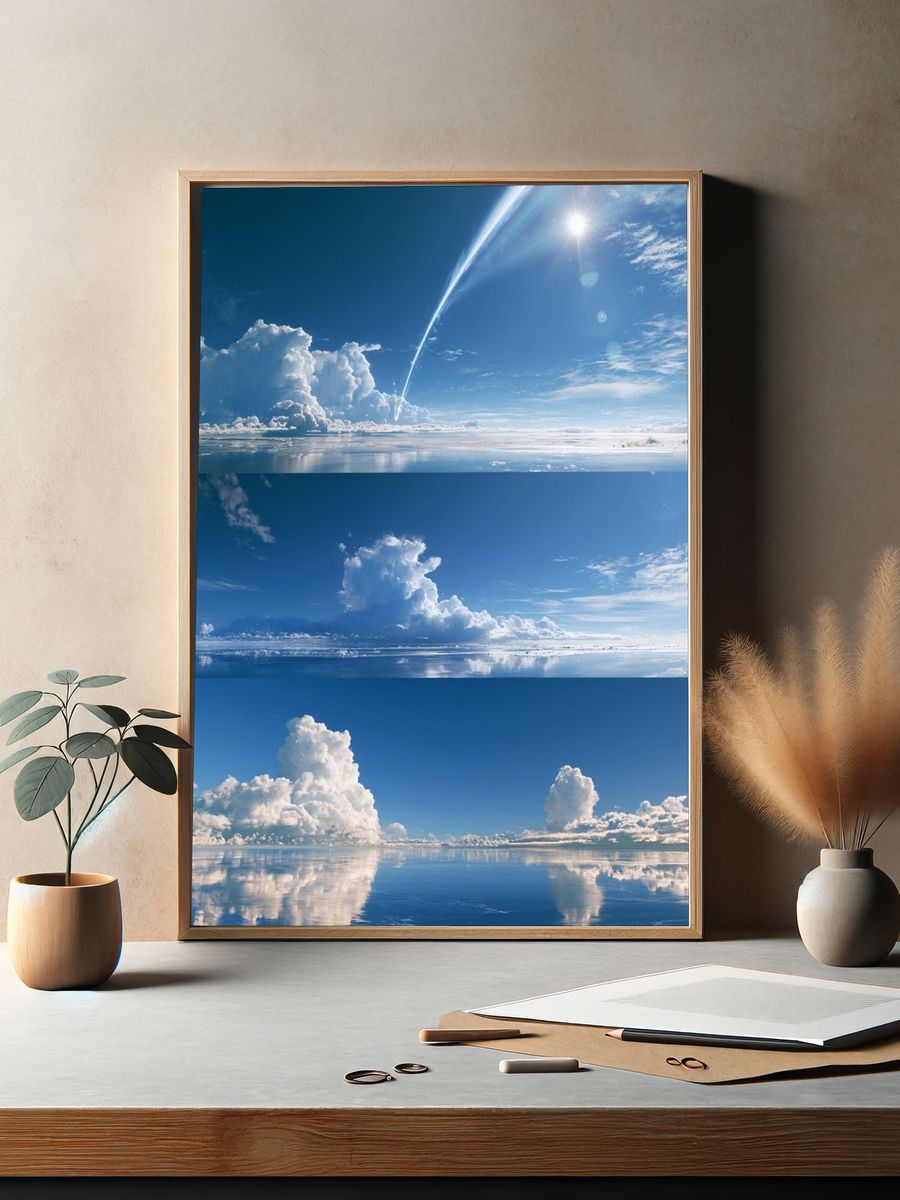 Blue Sky Cloudscape Photography Poster. — room view 2