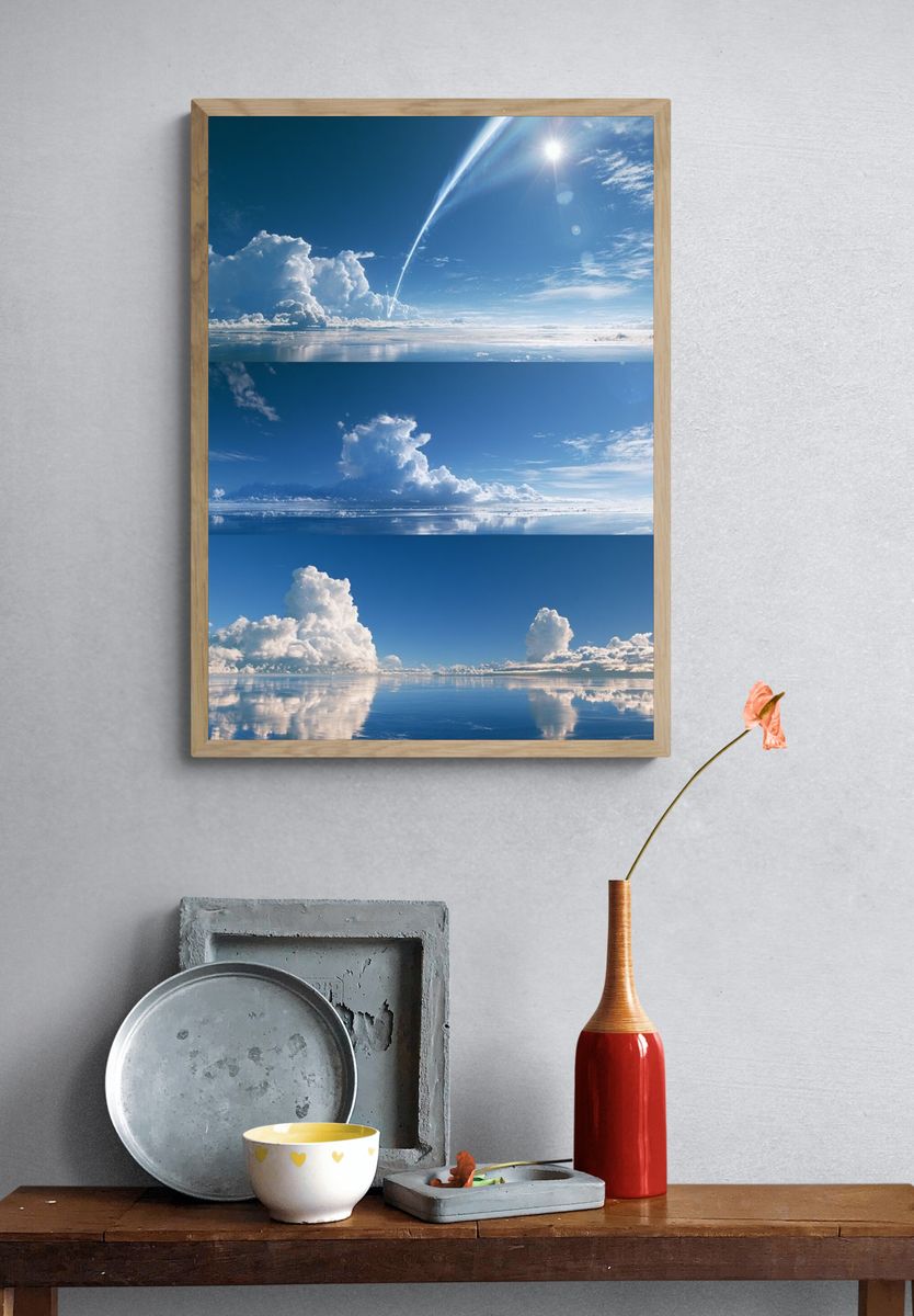 Blue Sky Cloudscape Photography Poster. — room view 3