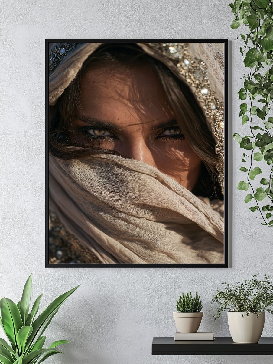 Veiled Gaze Portrait Print. — room view 4