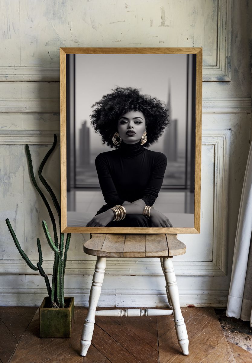 Elegant Black-and-White Portrait Poster. — room view 1