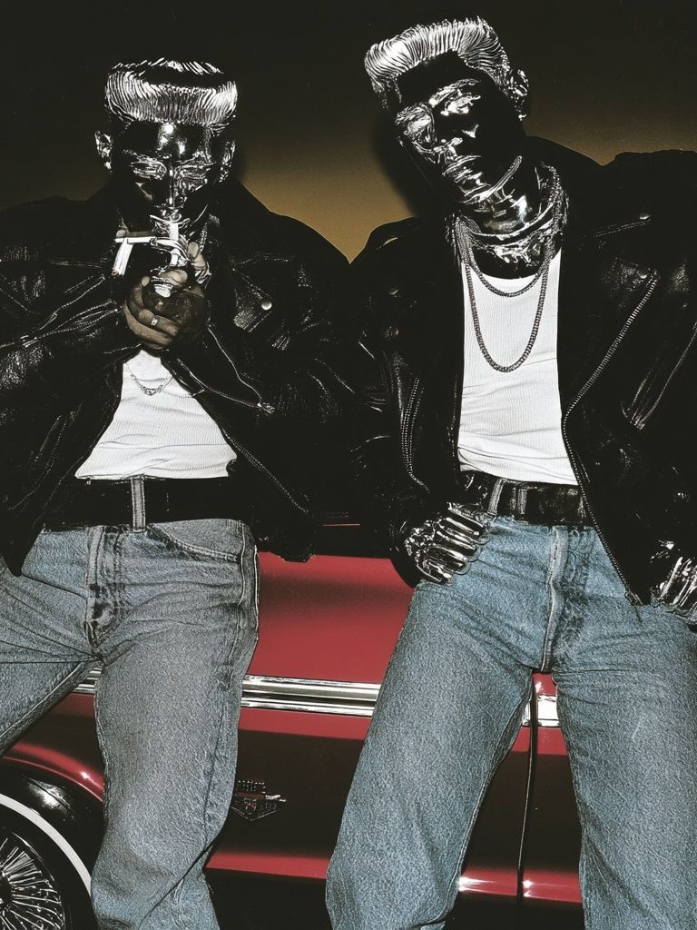 Chrome Duo Street Photography Poster. poster detail