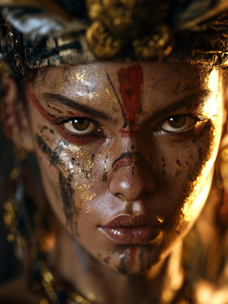 Golden Warrior Portrait Print. poster detail