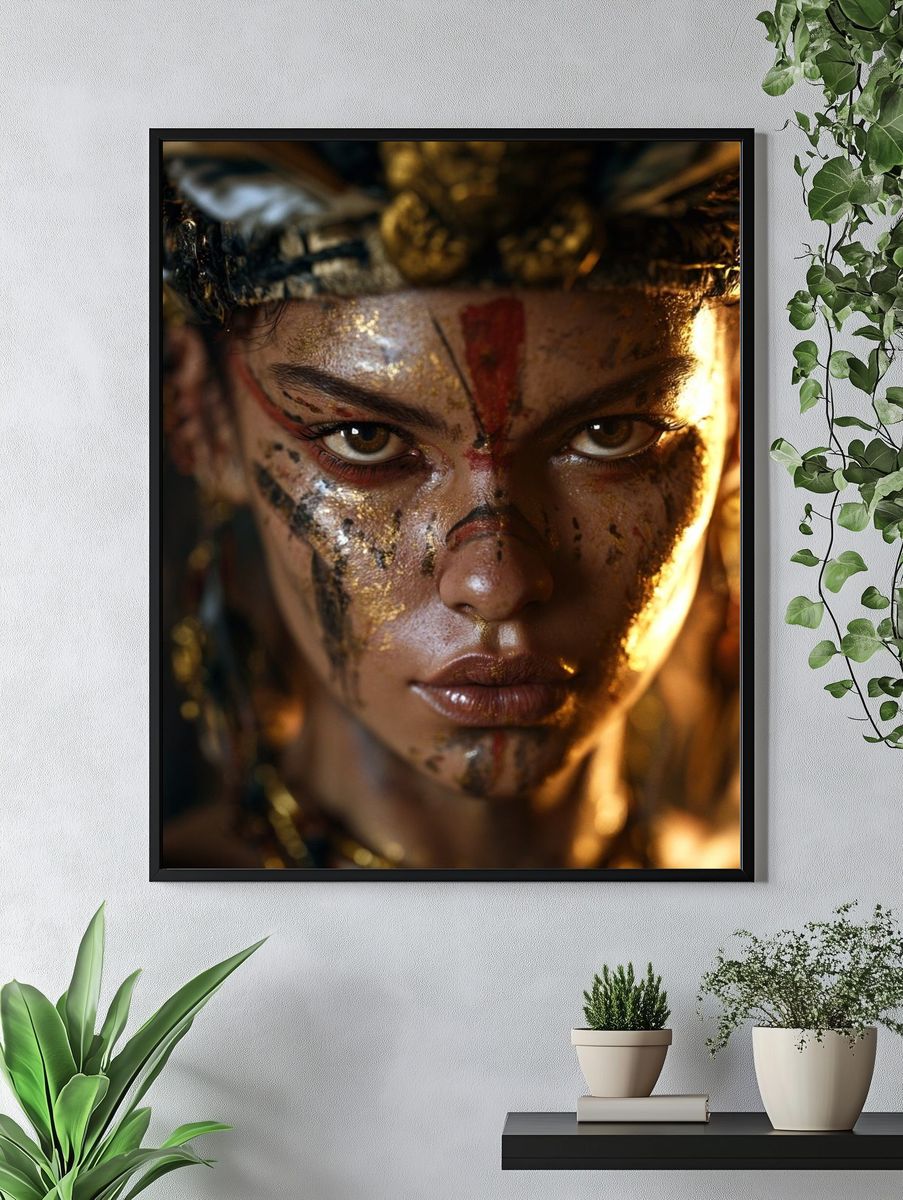 Golden Warrior Portrait Print. — room view 4