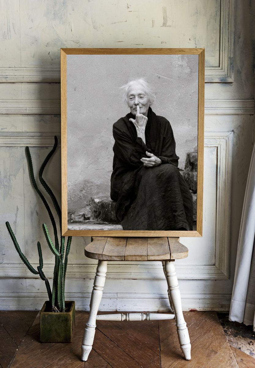Elderly Woman Portrait Photography Poster. — room view 1