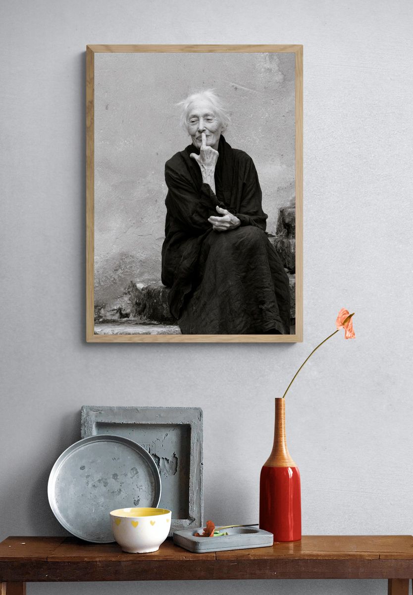 Elderly Woman Portrait Photography Poster. — room view 3