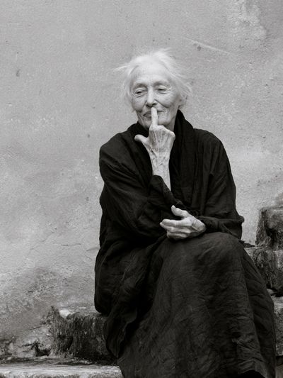 Elderly Woman Portrait Photography Poster. poster