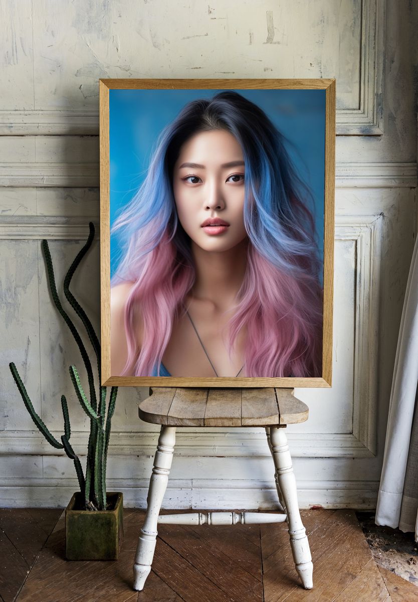 Pastel Hair Portrait Poster. room preview