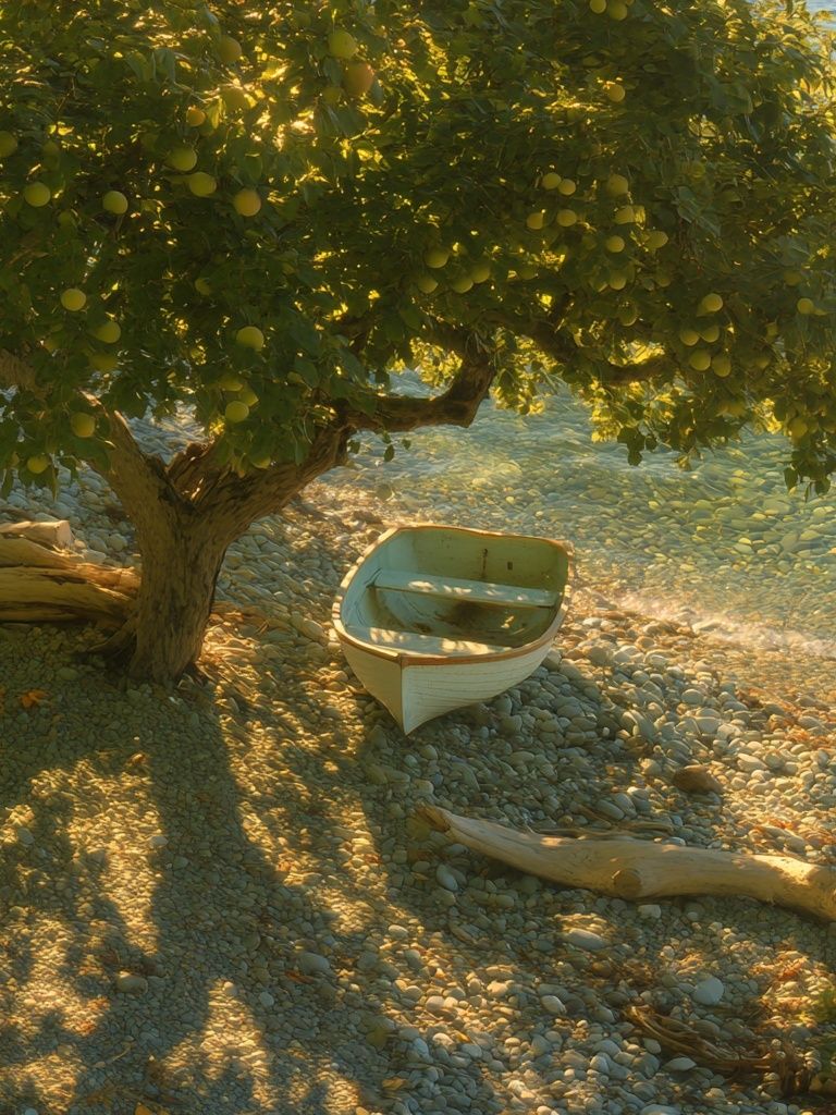 Sunlit Olive Shoreline Photography Poster. poster — photography art
