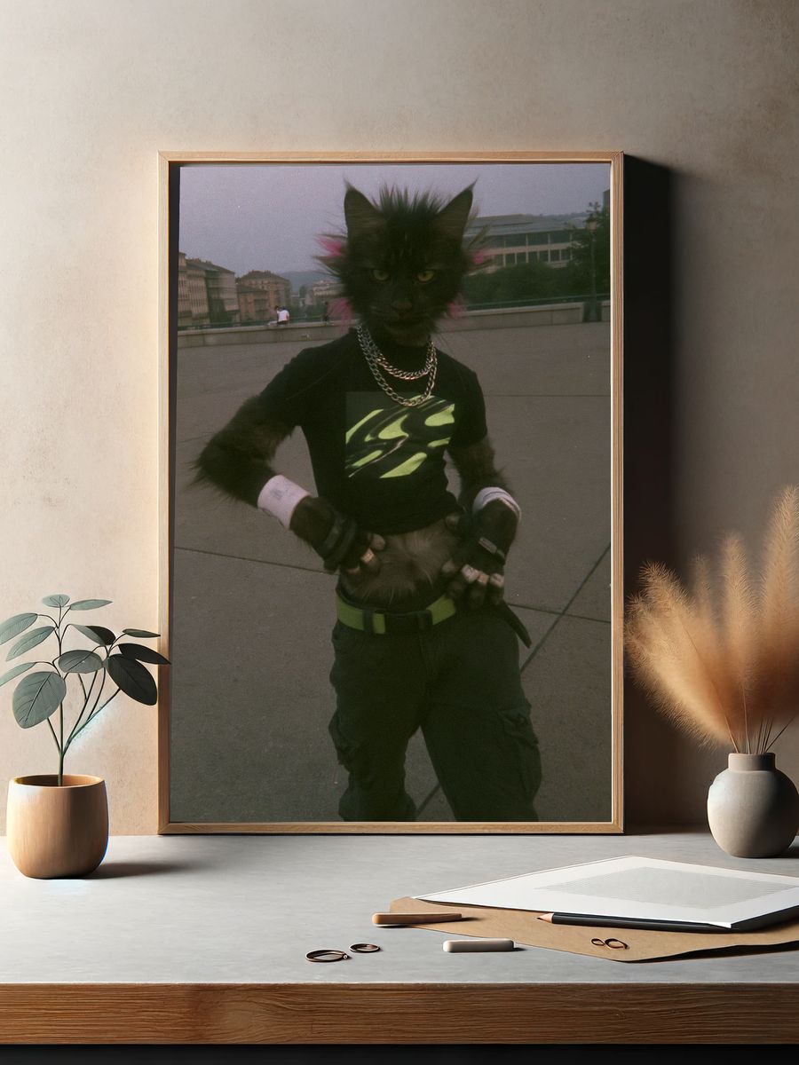 Cyber Cat Street Portrait Poster. — room view 2