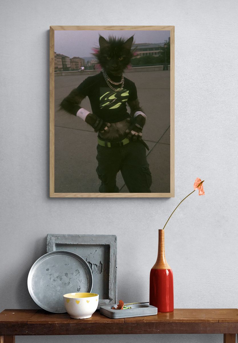 Cyber Cat Street Portrait Poster. — room view 3