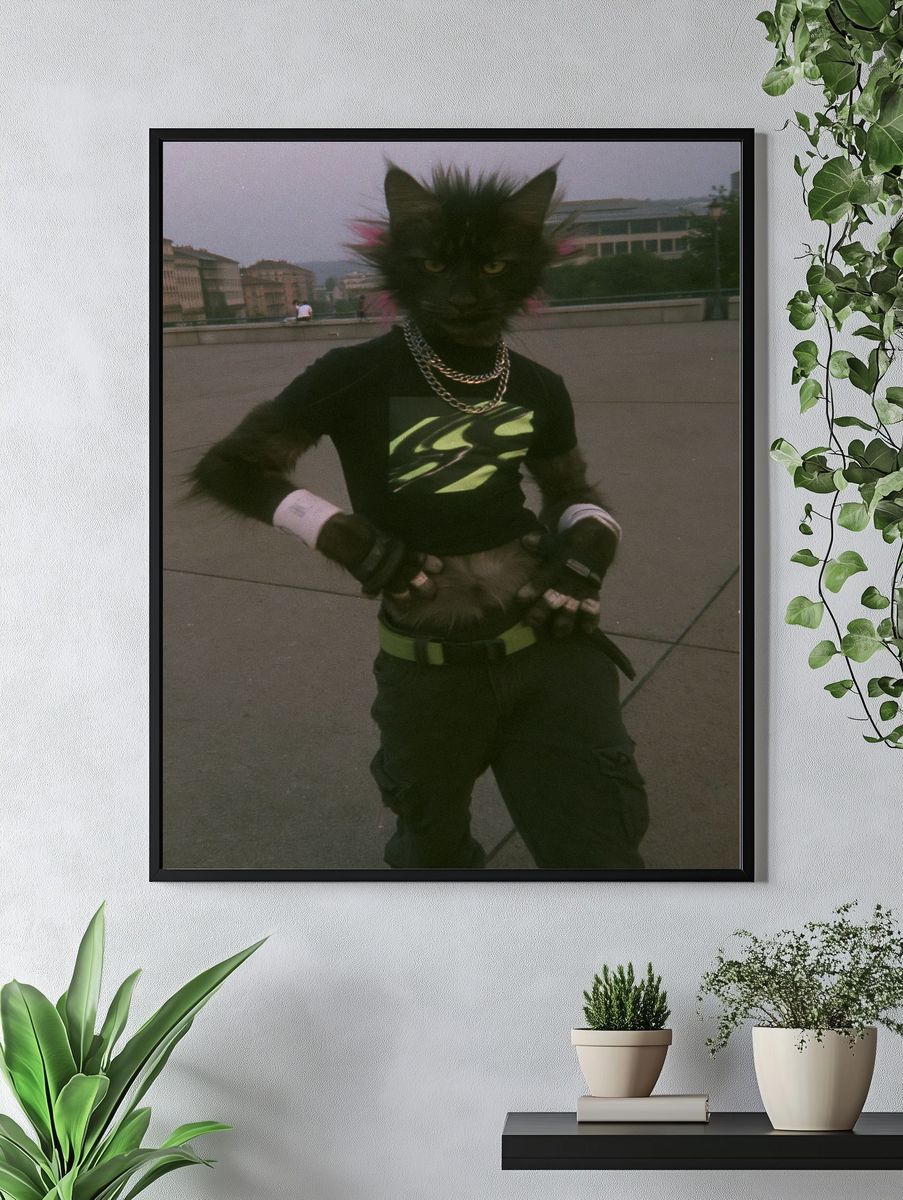 Cyber Cat Street Portrait Poster. — room view 4