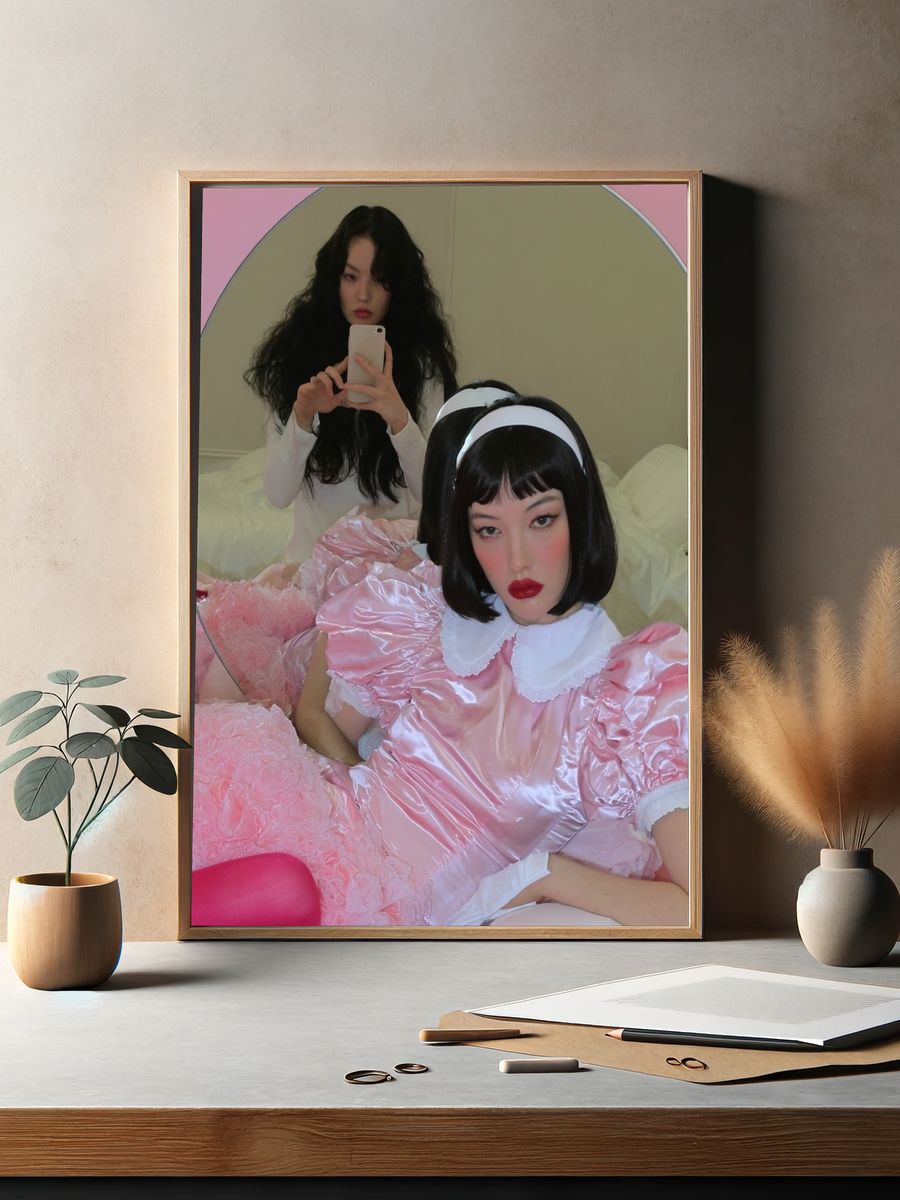 Pink Dollcore Self-Portrait Photography Poster. — room view 2