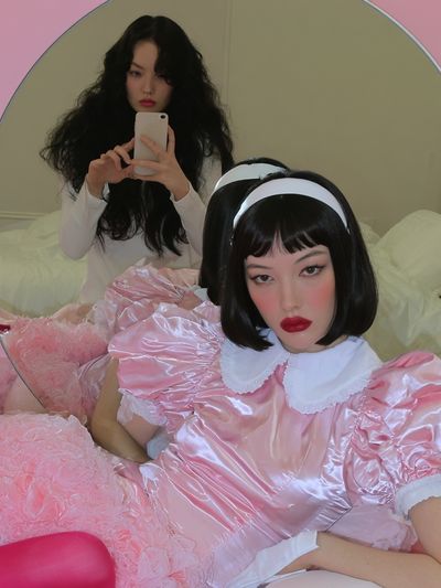 Pink Dollcore Self-Portrait Photography Poster. poster print