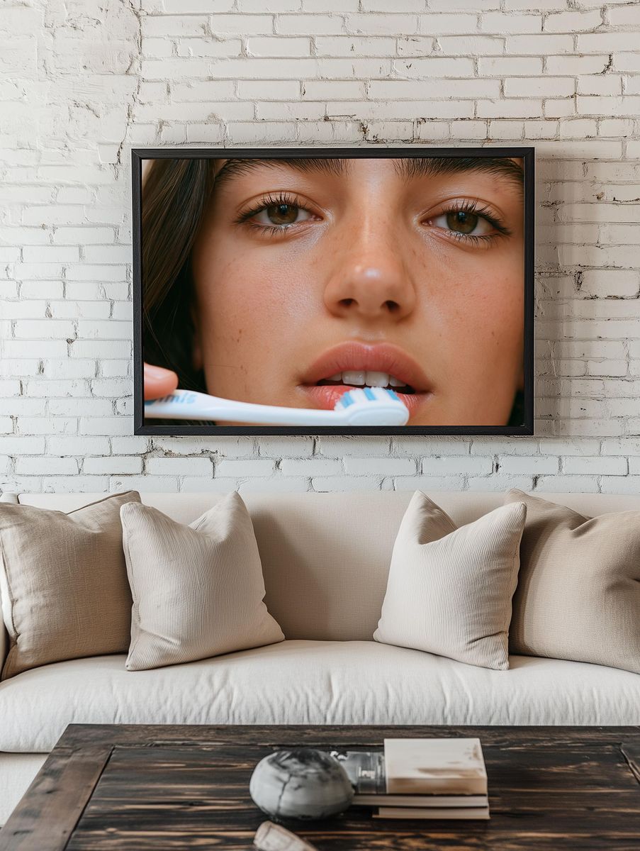Freckled Profile Portrait Poster. room preview