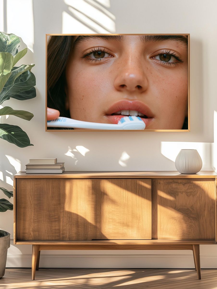 Freckled Profile Portrait Poster. — room view 3