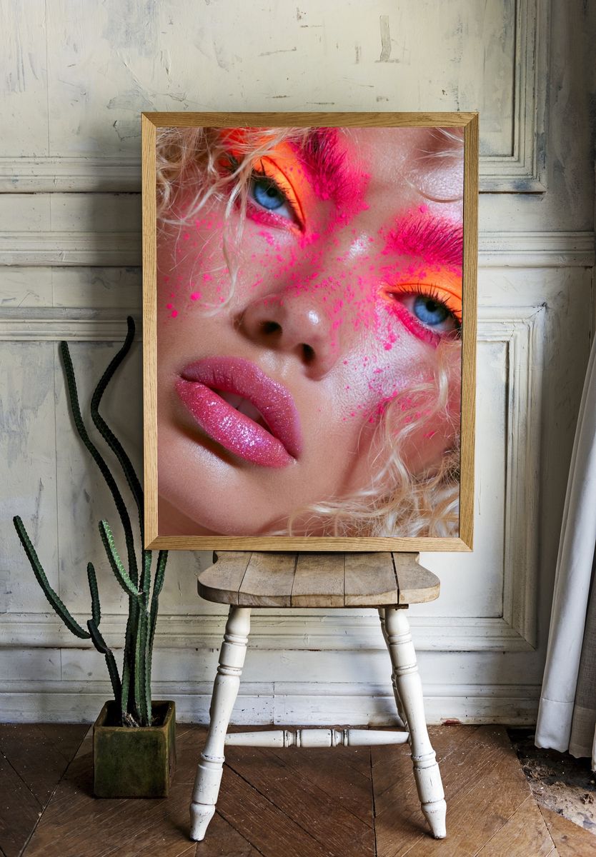 Neon Glam Portrait Poster. — room view 1