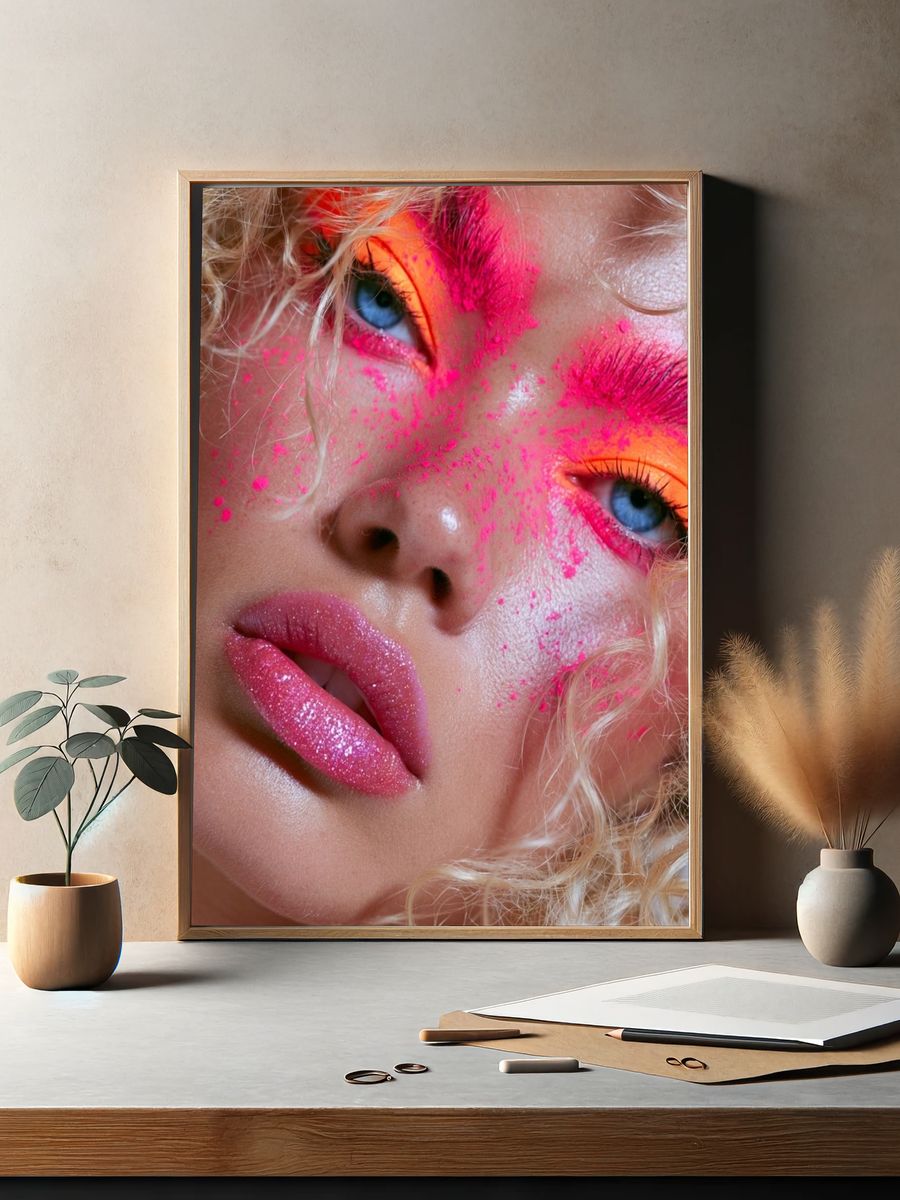 Neon Glam Portrait Poster. — room view 2