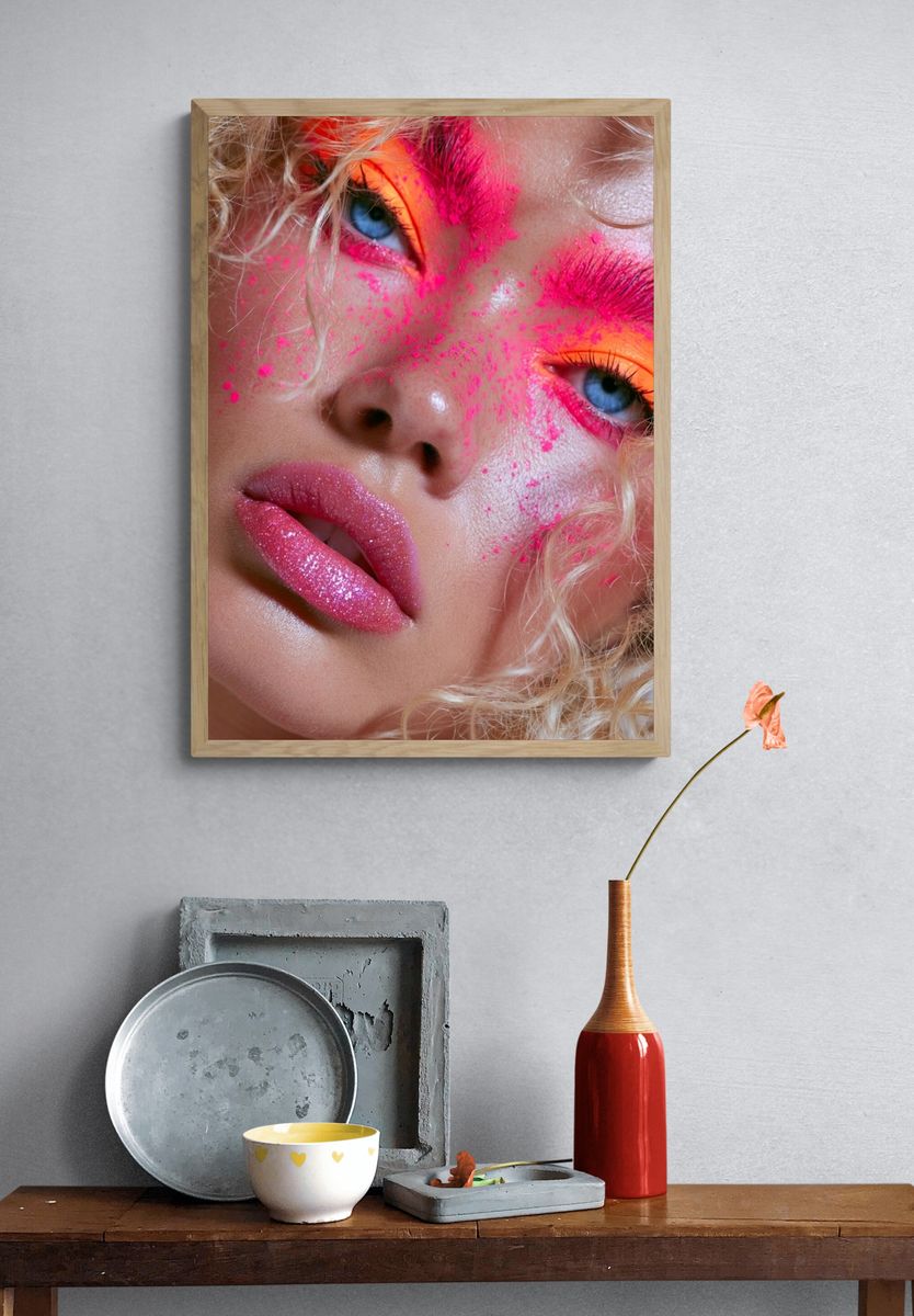Neon Glam Portrait Poster. — room view 3