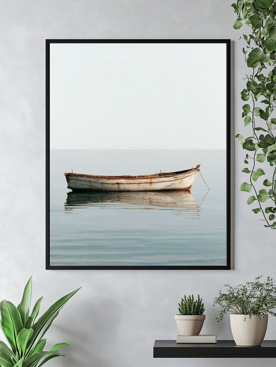 Solitary Boat by the Sea Poster. — room view 4