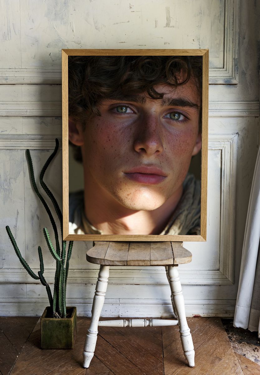 Moody Young Man Portrait Print. — room view 1