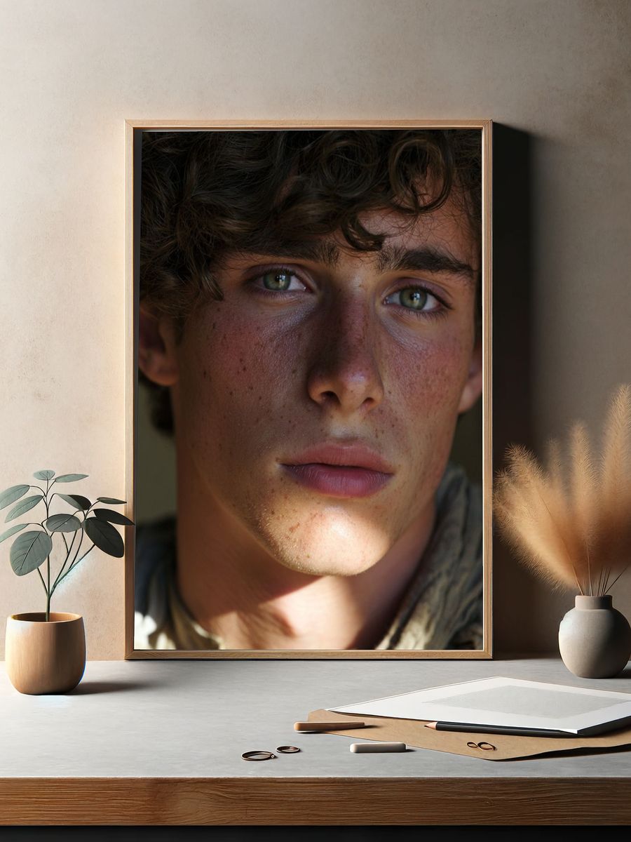 Moody Young Man Portrait Print. — room view 2
