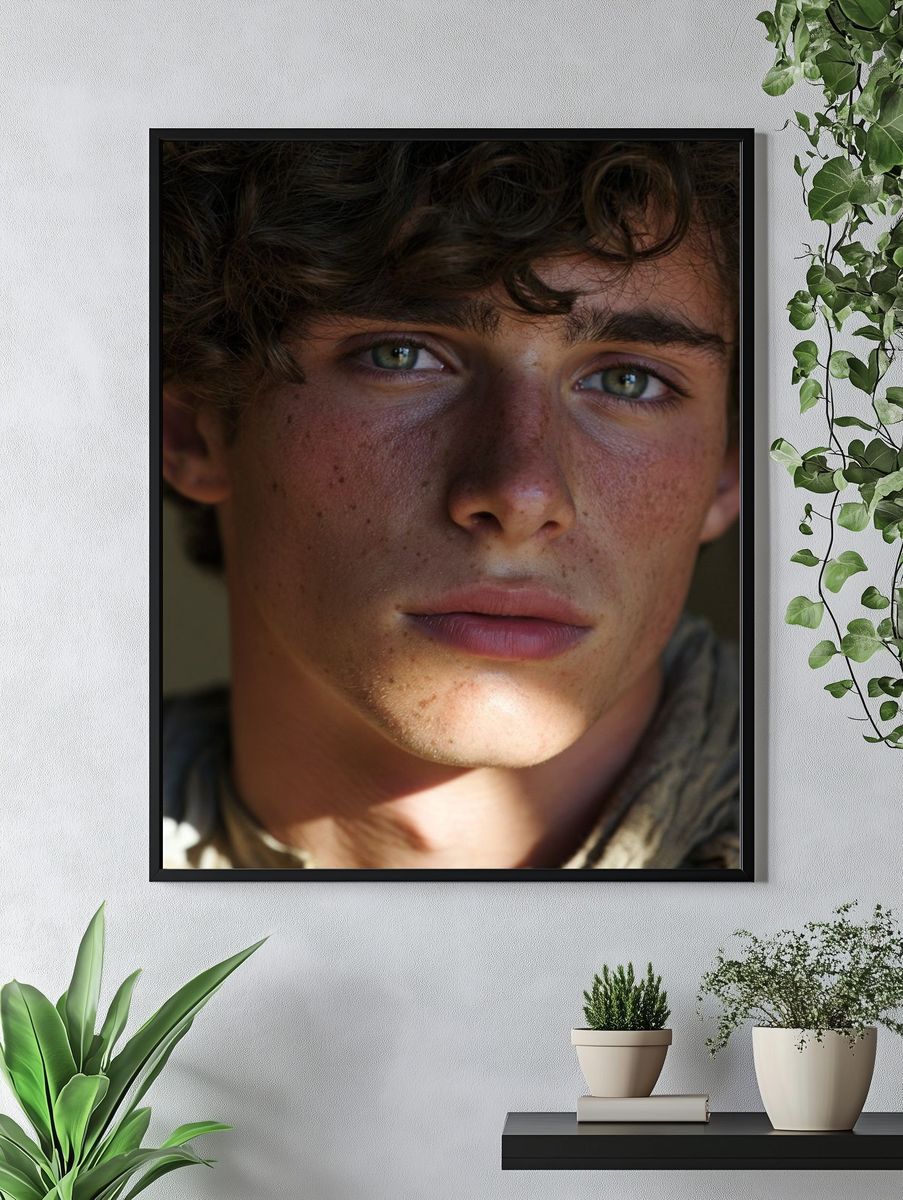 Moody Young Man Portrait Print. — room view 4