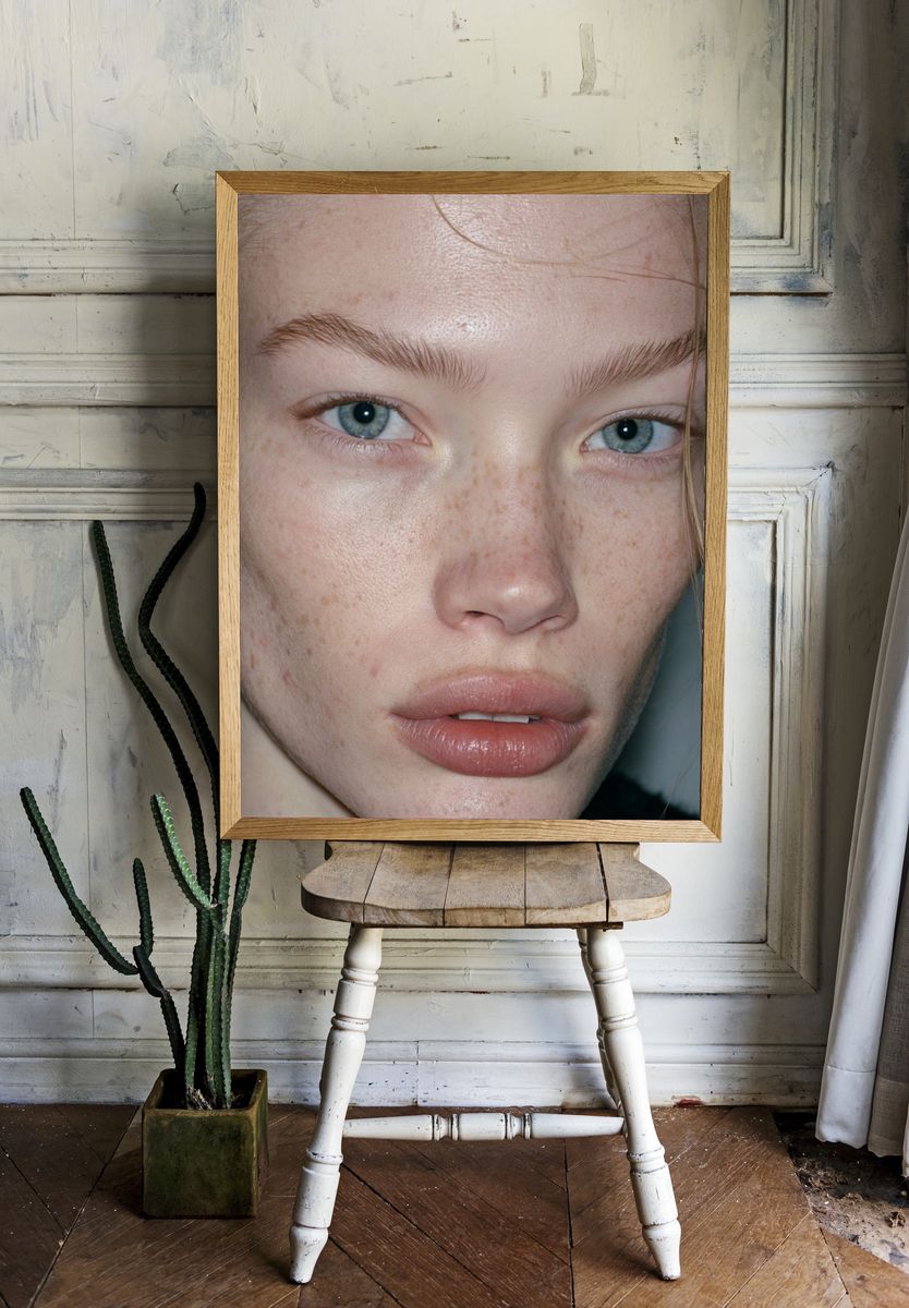 Freckled Portrait Photography Poster. — room view 1