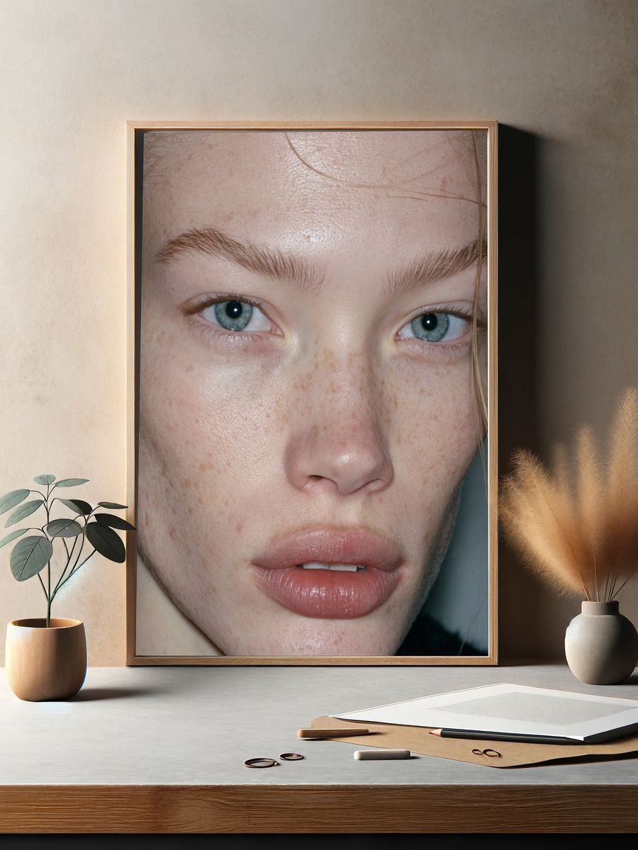 Freckled Portrait Photography Poster. — room view 2