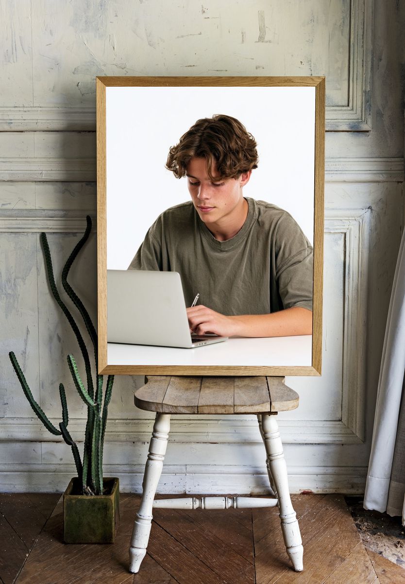 Focused Student Portrait Print. — room view 1