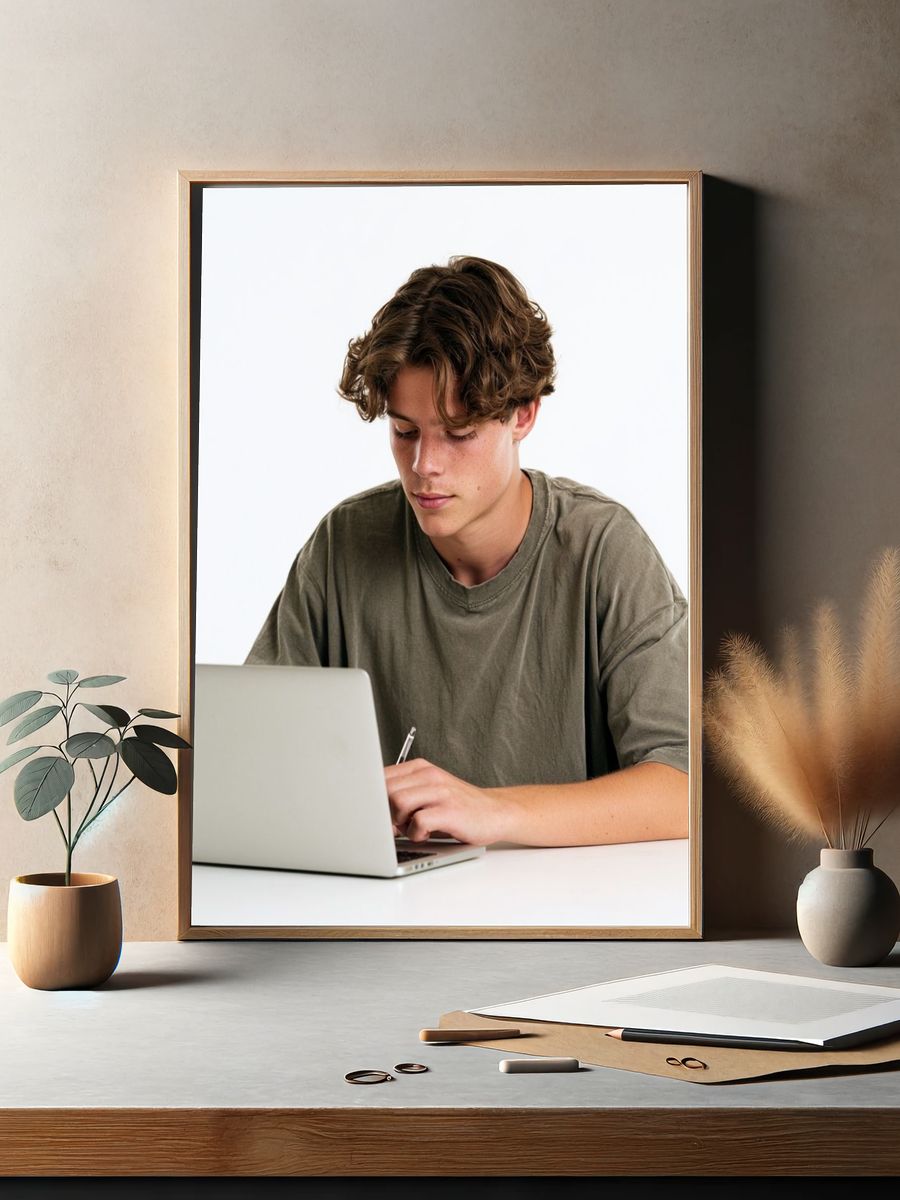 Focused Student Portrait Print. — room view 2
