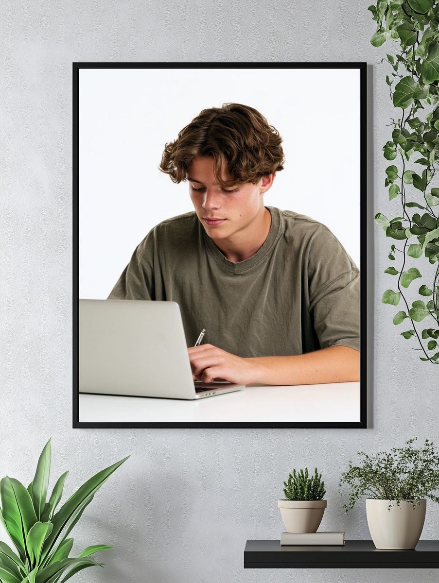 Focused Student Portrait Print. — room view 4