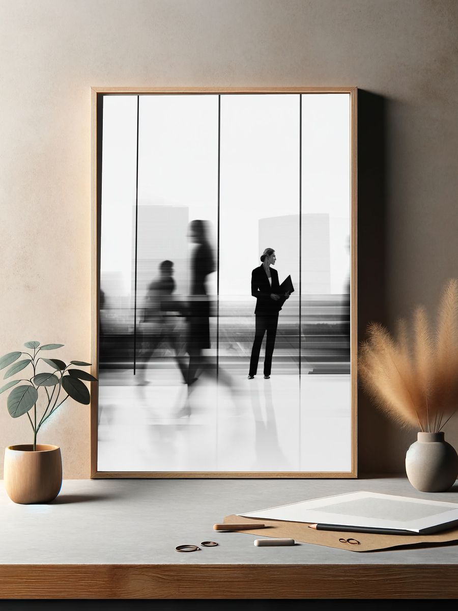 Blurred Office Figures Photography Poster. — room view 2