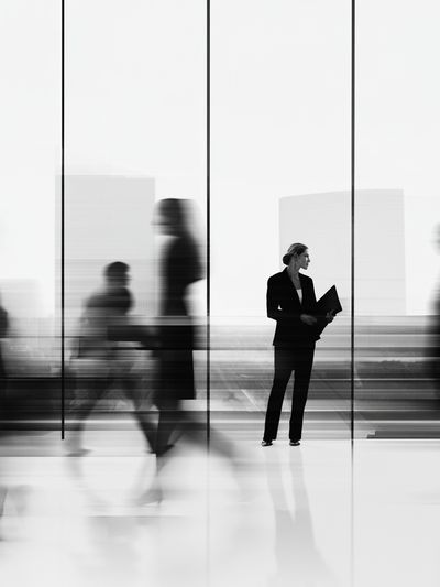 Blurred Office Figures Photography Poster. poster