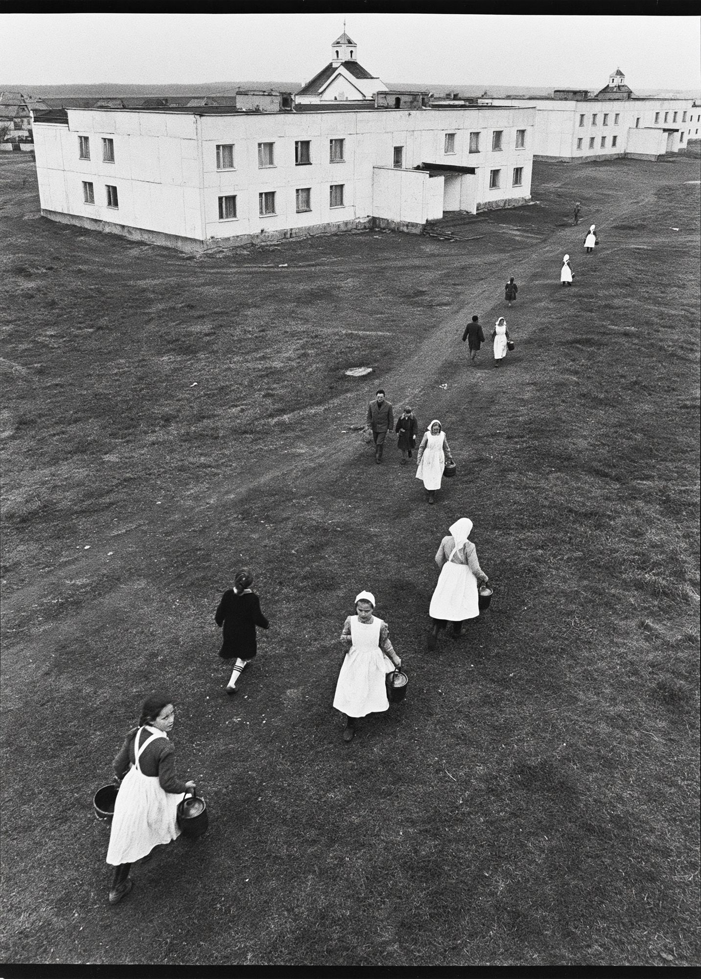 Village Walk in Black White Poster. poster detail