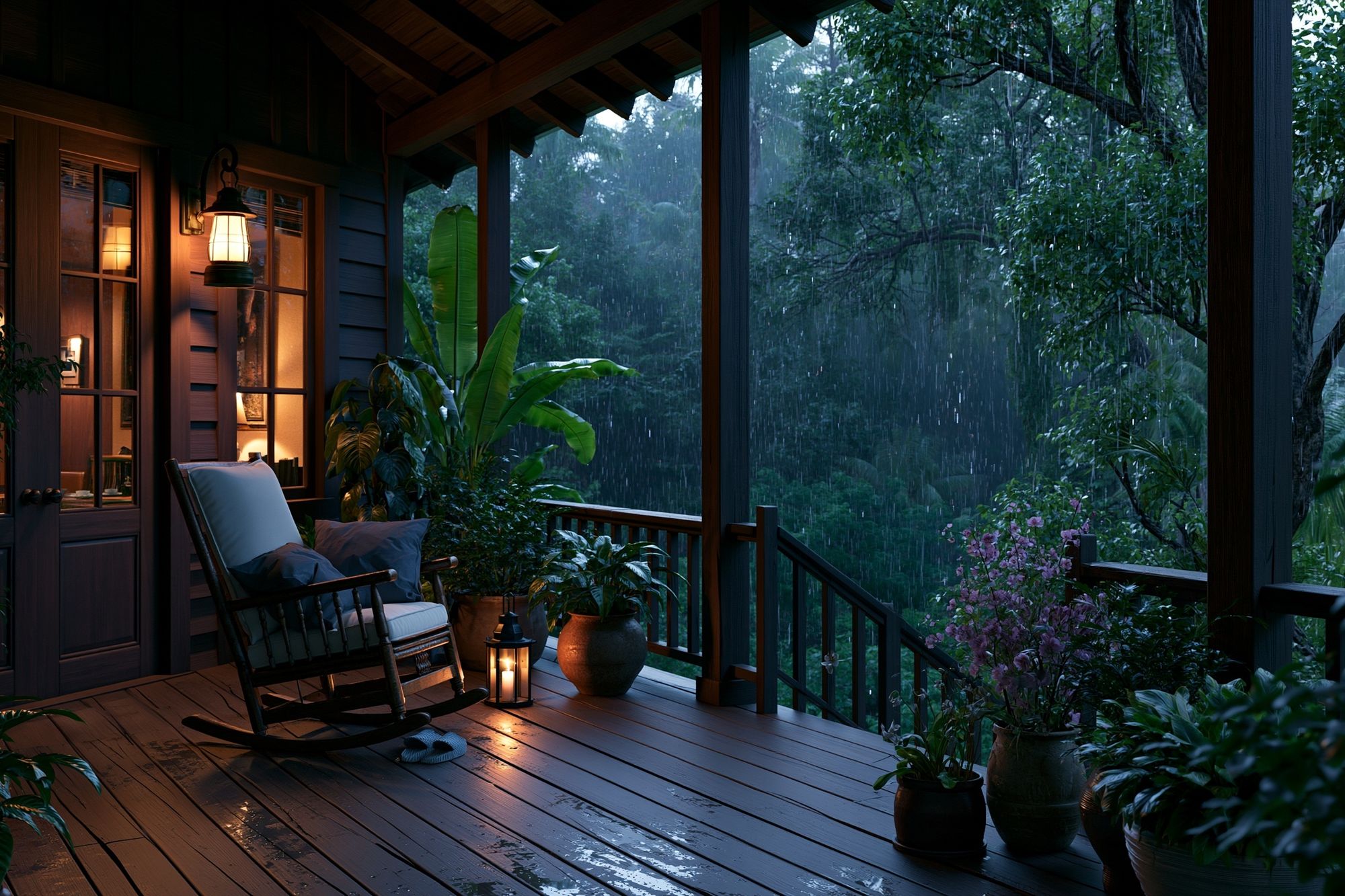 Rainy Jungle Porch Photography Poster. poster — photography art
