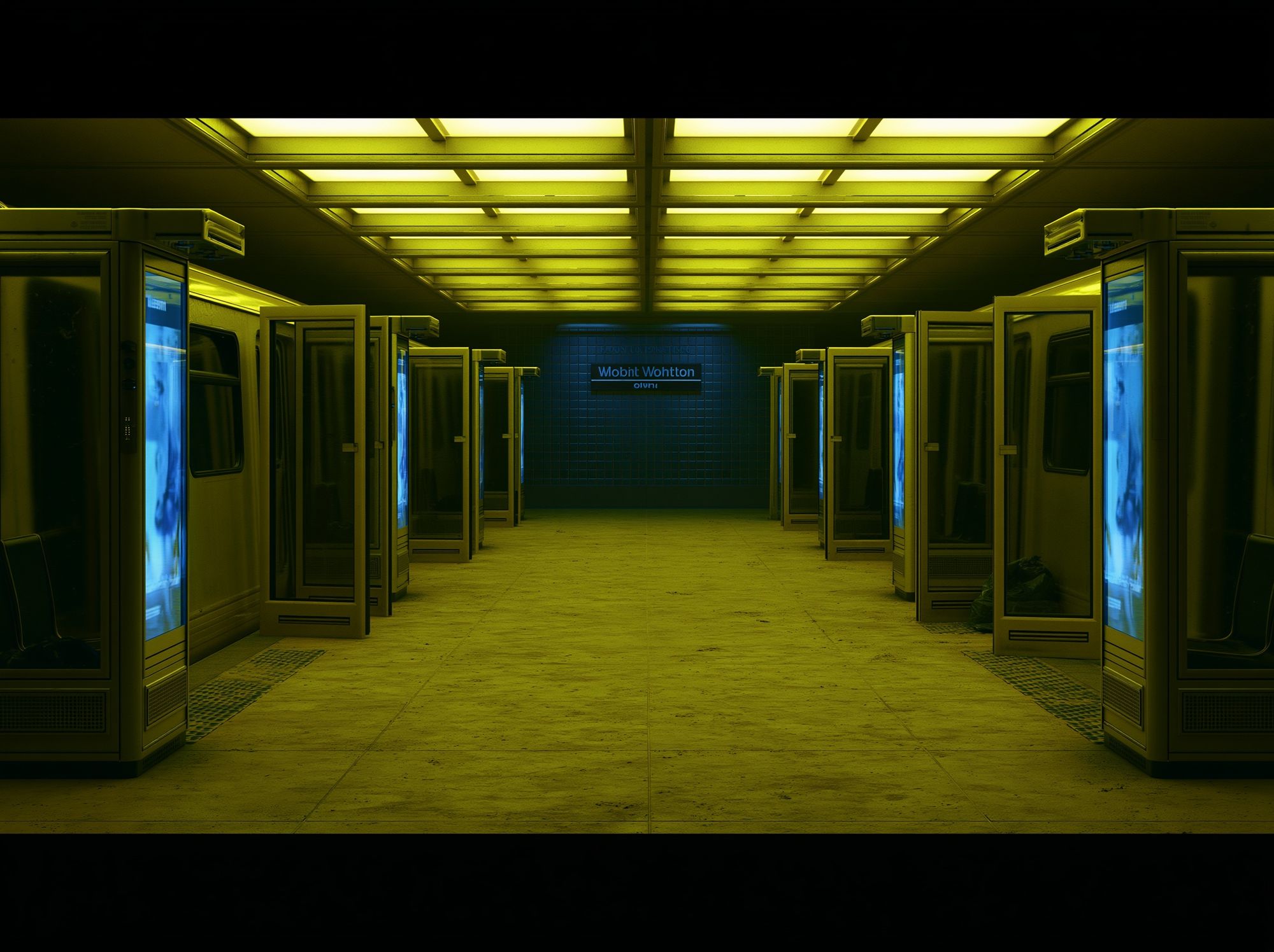 Neon Subway Corridor Photography Poster. poster — photography art