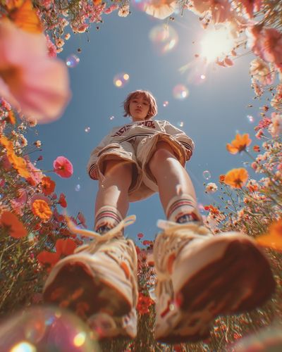 Flower Field Portrait Photography Poster.