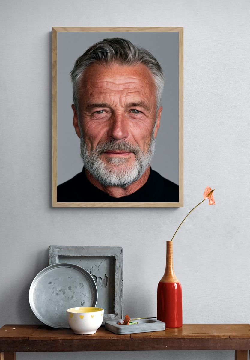 Silver-Haired Man Portrait Poster. — room view 3