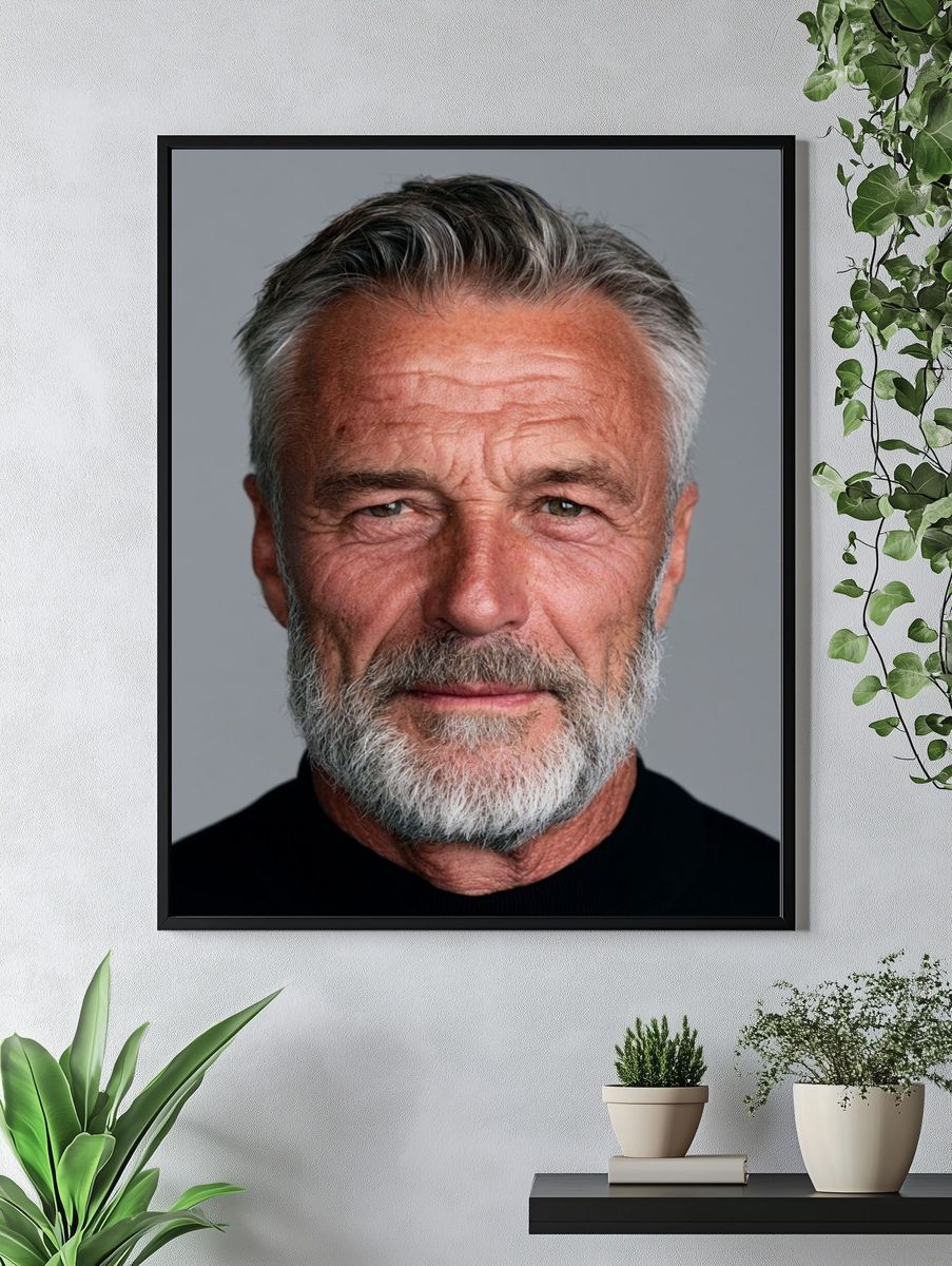 Silver-Haired Man Portrait Poster. — room view 4