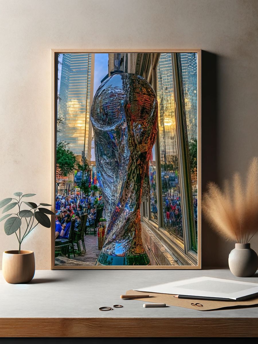 Reflective City Sculpture Photography Poster. — room view 2