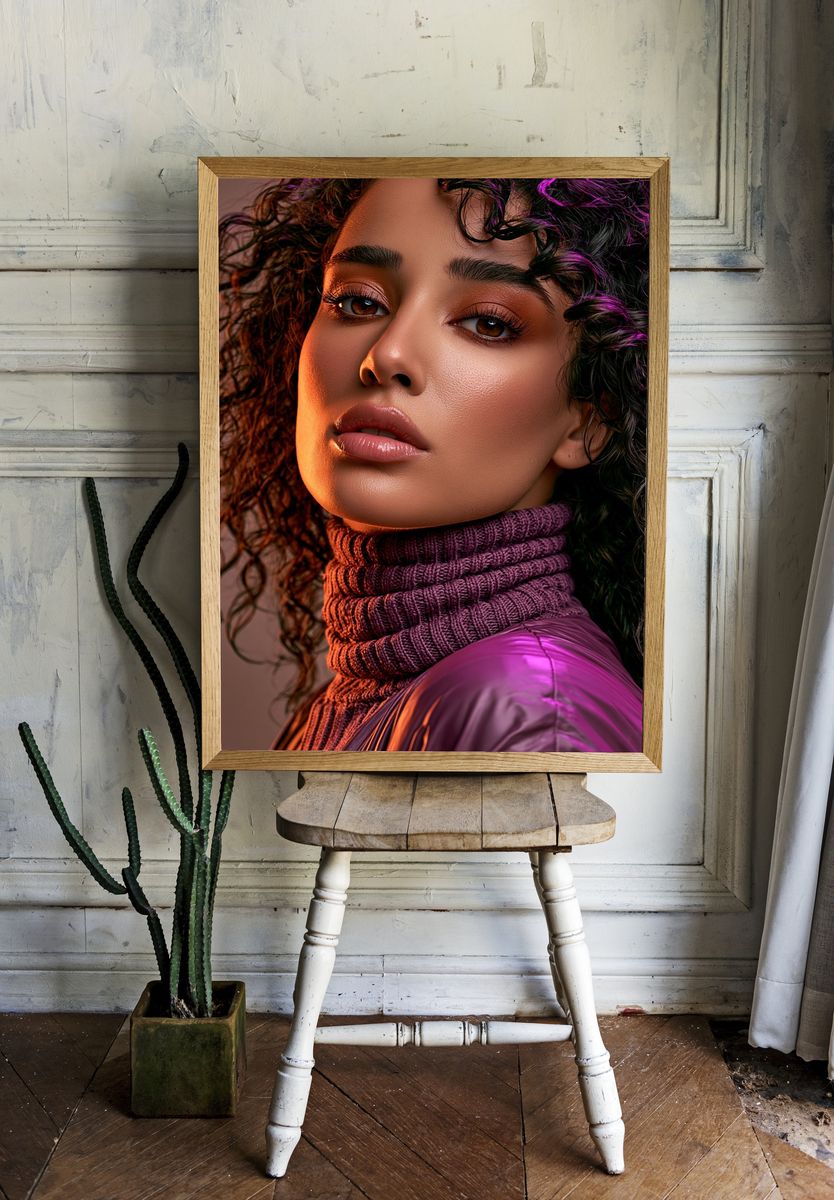 Neon Portrait Fashion Poster. — room view 1