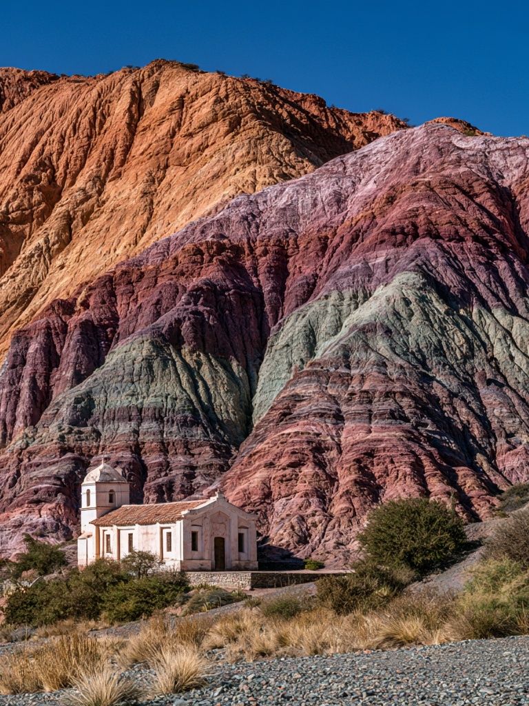 Colorful Desert Chapel Photography Poster. poster detail