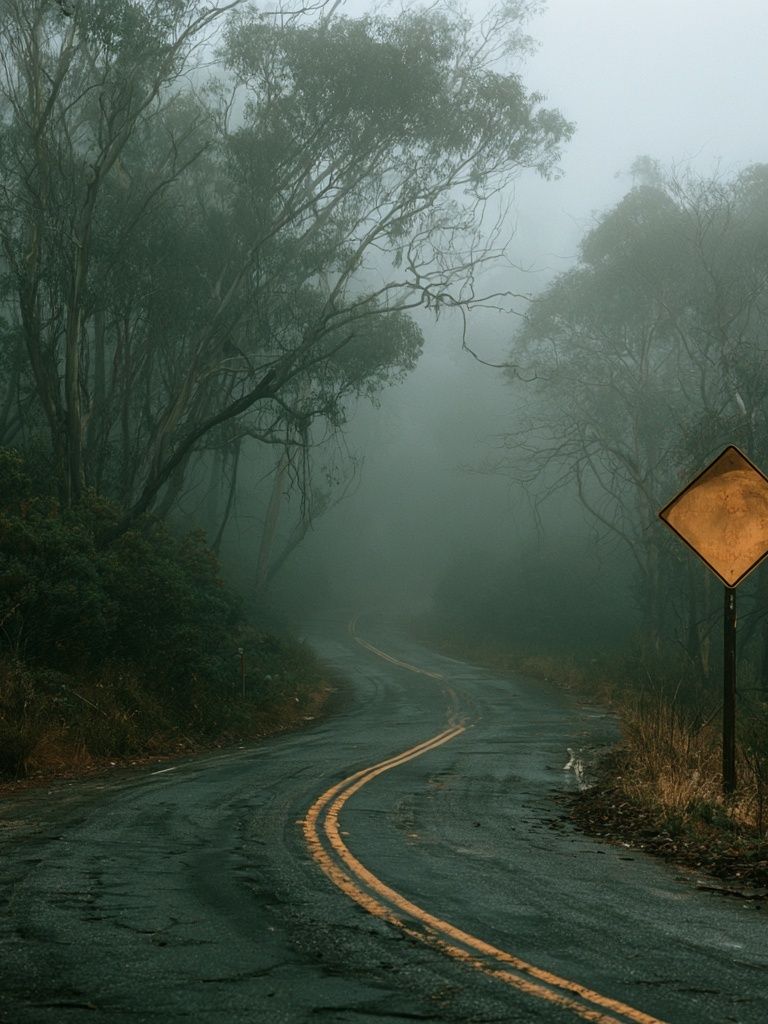 Misty Forest Road Photography Poster. poster — photography art