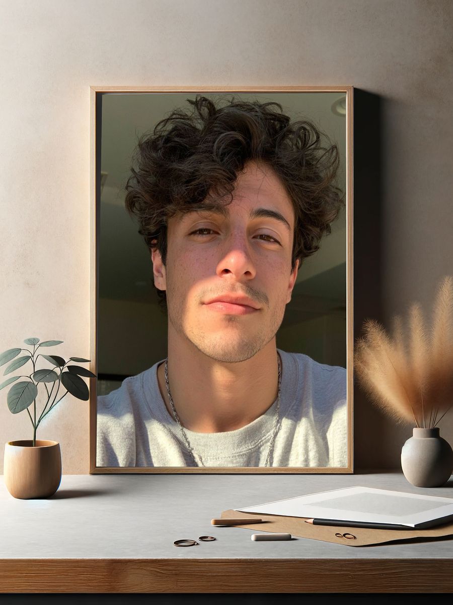 Curly Haired Portrait Photography Poster. — room view 2