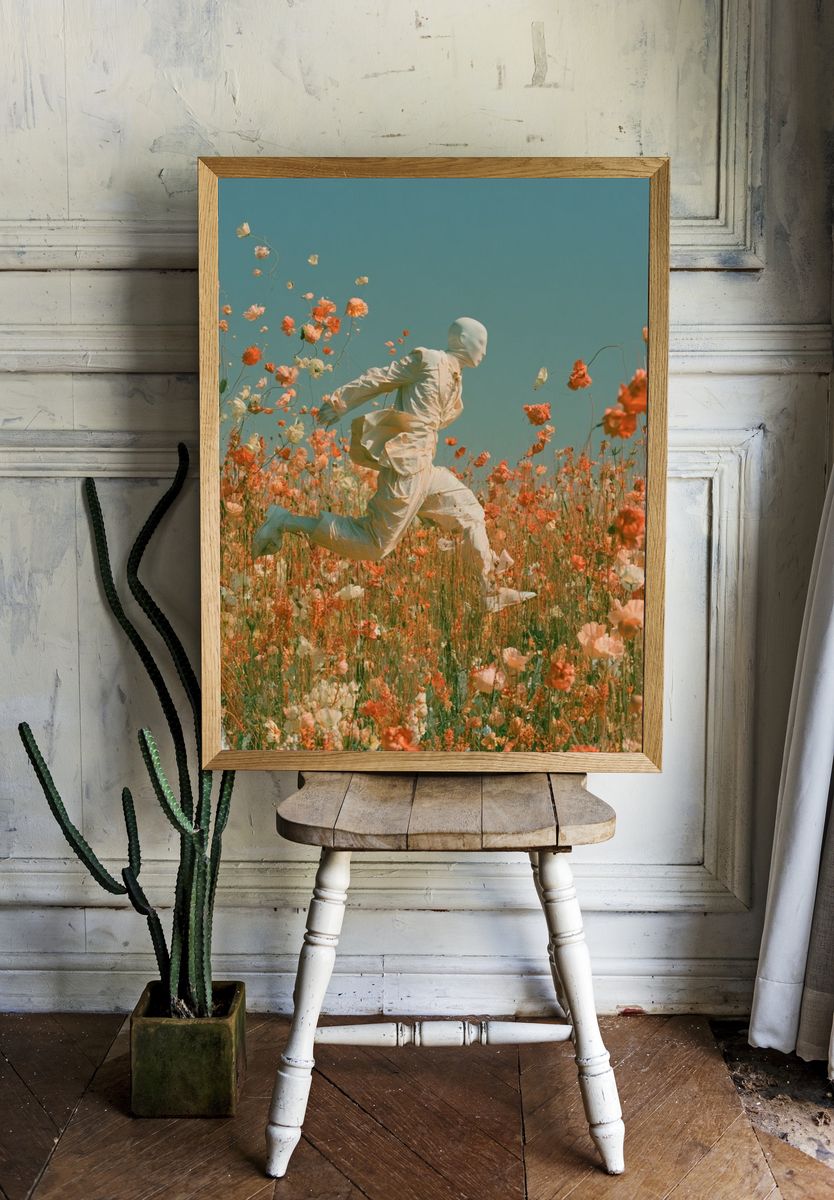Dreamlike Flower Field Print. — room view 1